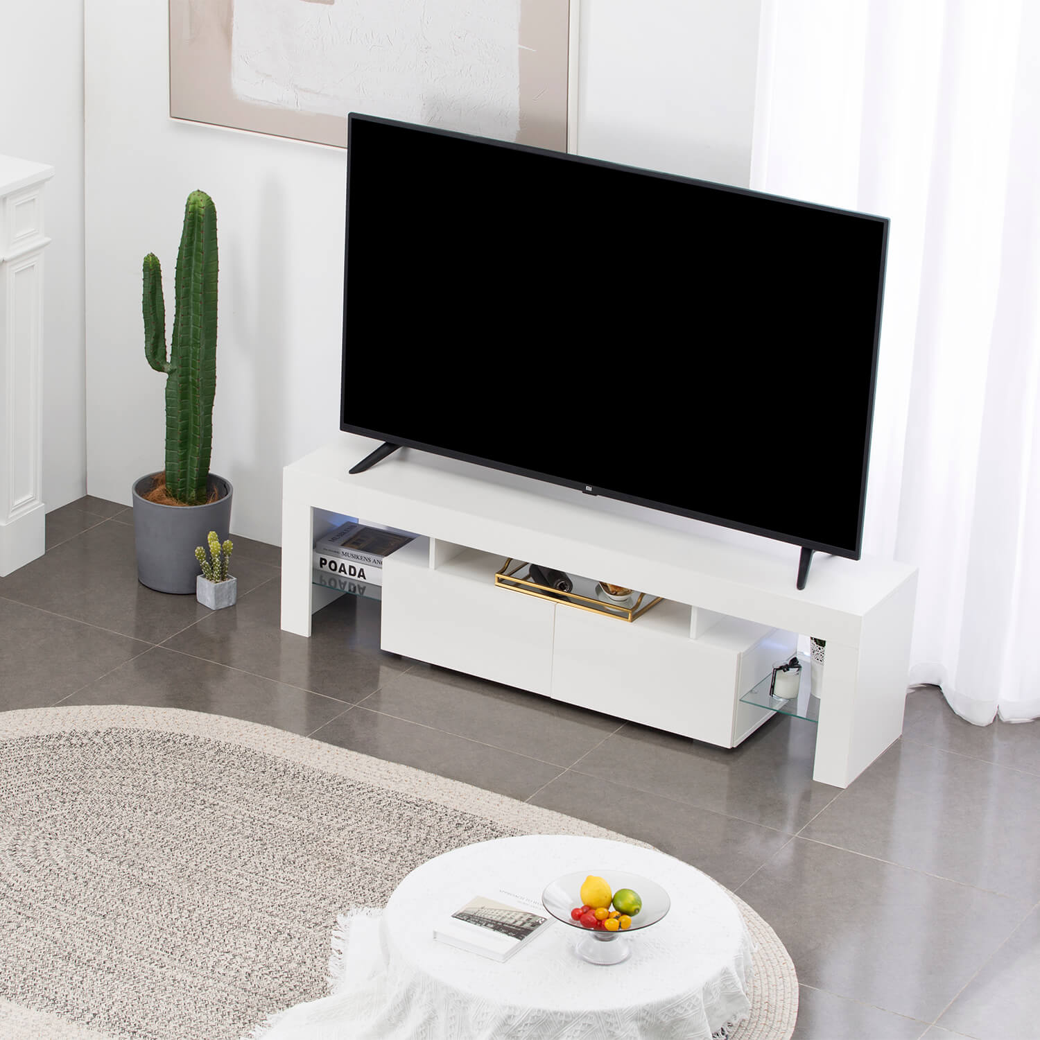 homall-tv-stand-lowboard-schwarz-63-zoll-led-fernsehschrank image 3