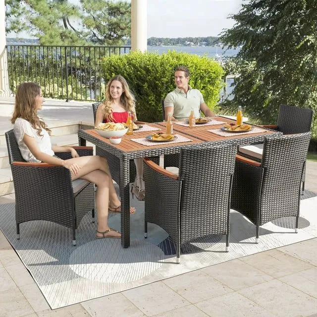 homall-patio-furniture-rattan-essgruppe-7-teilig-akazie-kissen image 1