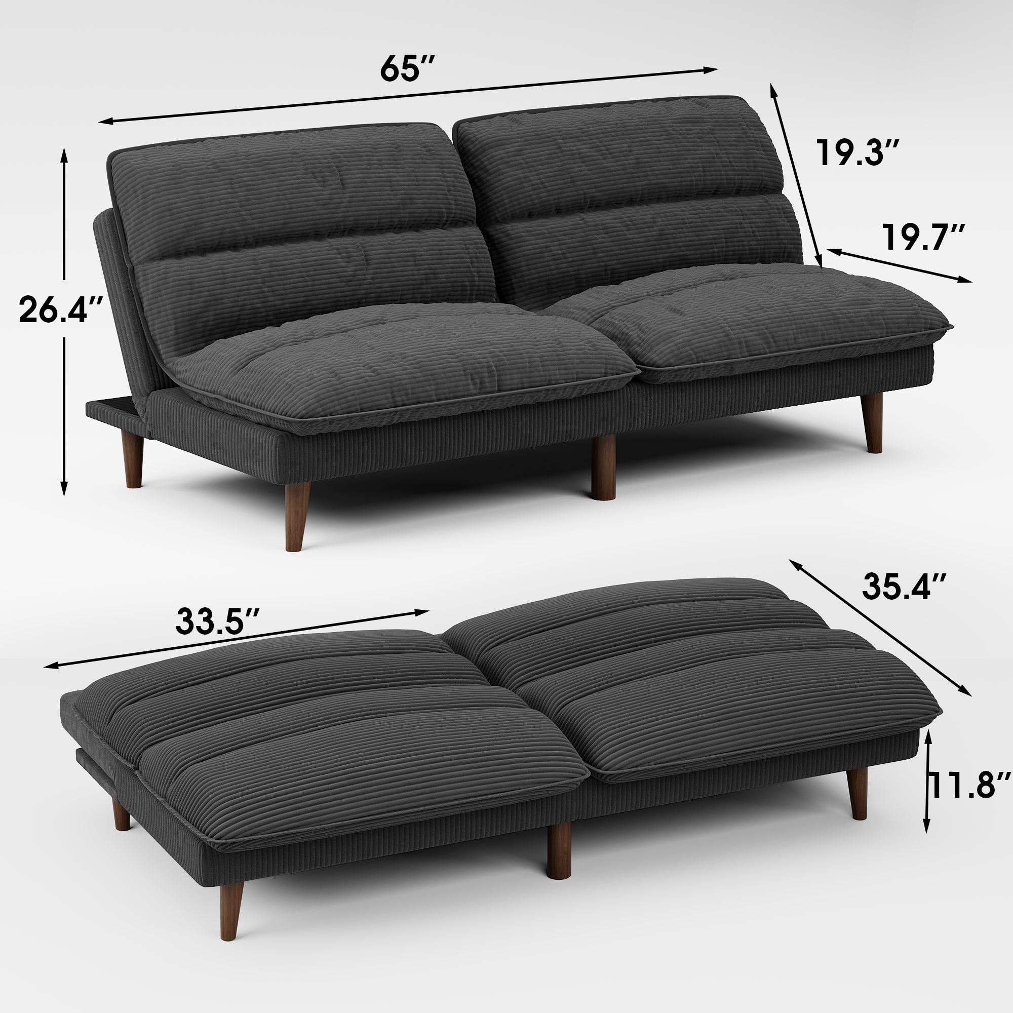 homall-sofa-2-sitzer-cord-gr-n-schlafsofa-verstellbar image 2