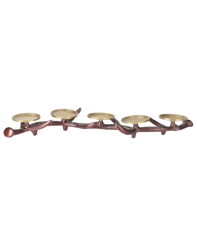 beliani-kerzenst-nder-braun-gold-5-flammig-aluminium-ast image 1