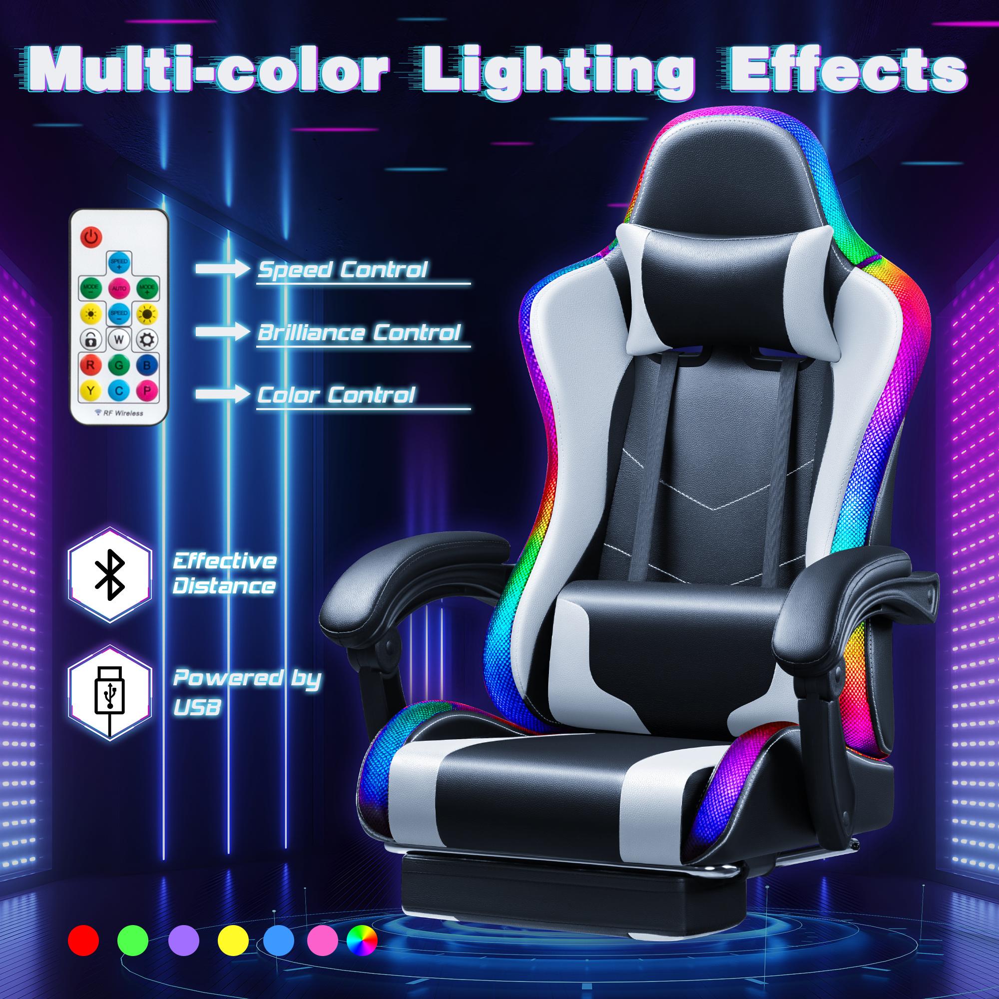 homall-gaming-desk-set-tisch-stuhl-l-form-rgb-schwarz image 2