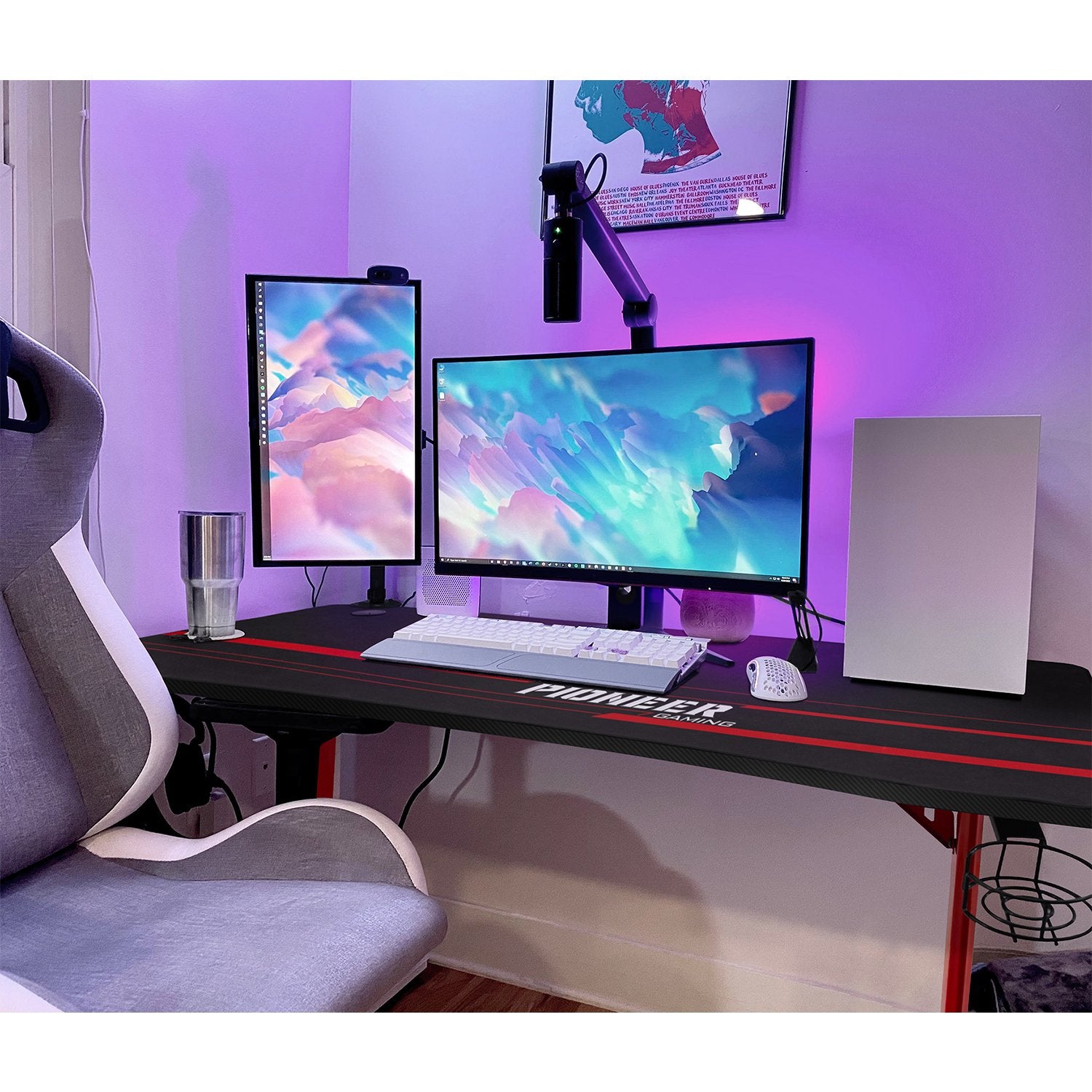 homall-gaming-desk-schreibtisch-schwarz-140-cm-t-form image 2