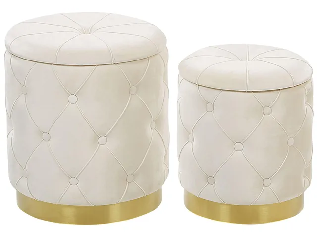beliani-pueblo-pouf-2er-set-wei-samt-mit-stauraum image 1