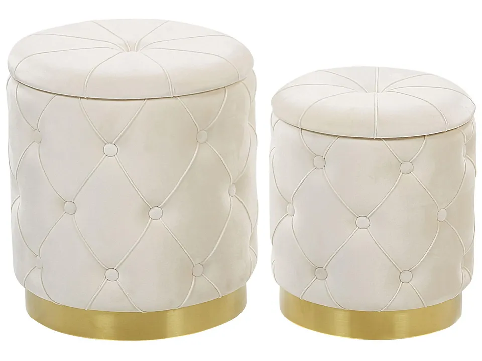 beliani-pueblo-pouf-2er-set-wei-samt-mit-stauraum image 1