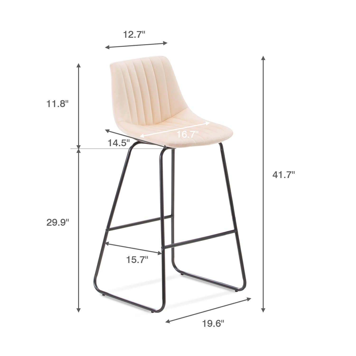homall-bar-stool-barhocker-76cm-beige-samt-2er-set image 7