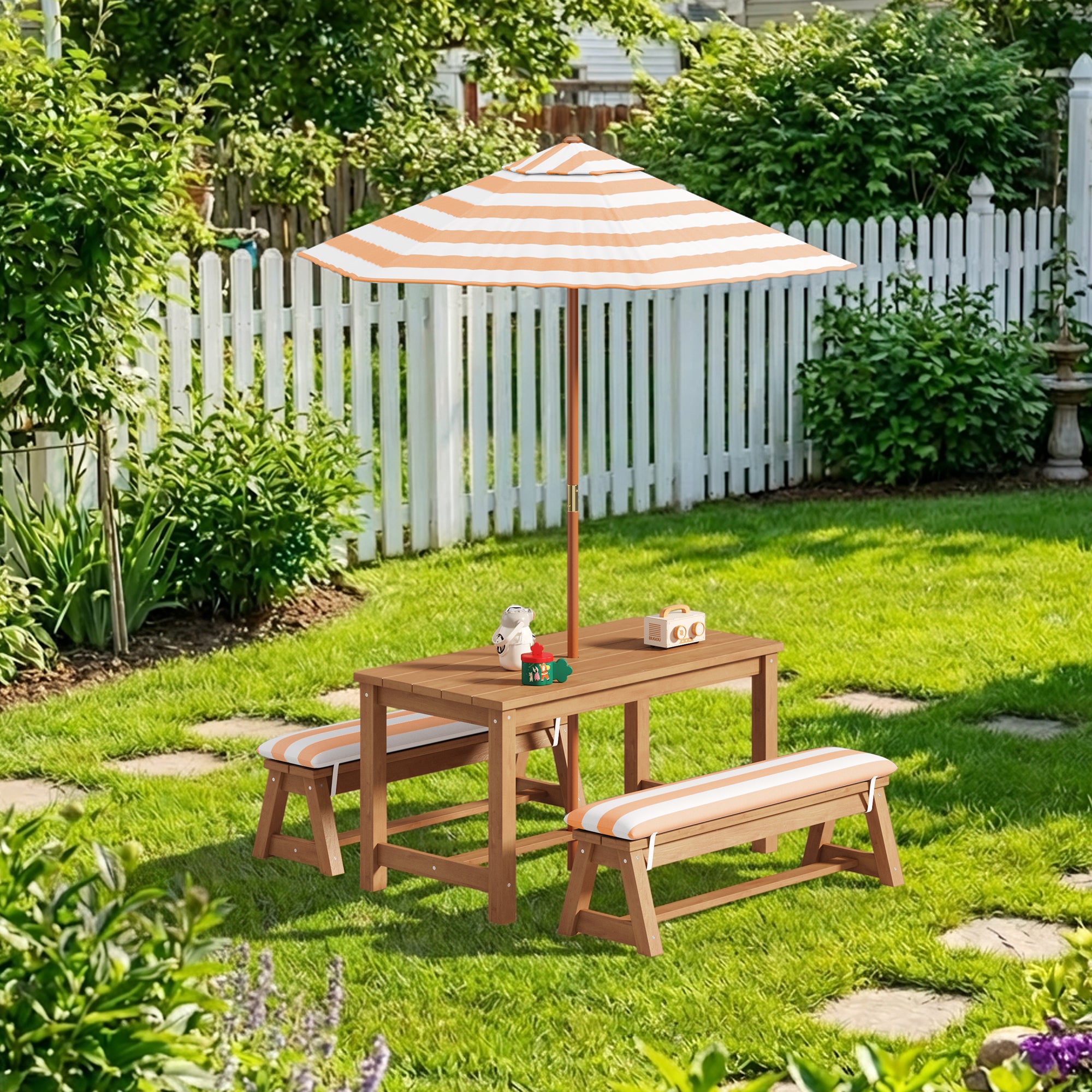 bealife-eb02-kinder-gartenm-bel-set-4tlg-orange-mit-schirm image 2
