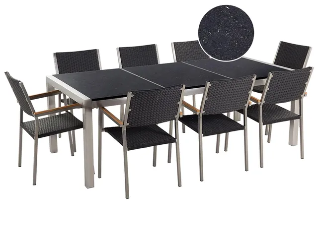 beliani-grosseto-gartenset-tisch-3-platten-schwarz-8-st-hle image 1