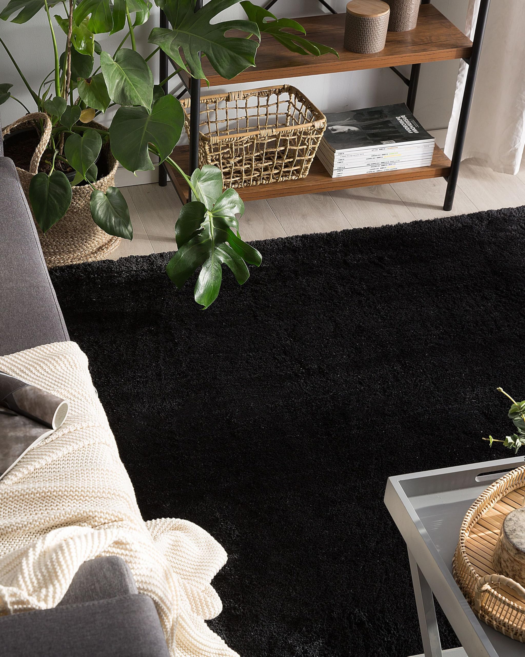 beliani-evren-shaggy-teppich-schwarz-140x200-cm-hochflor image 2