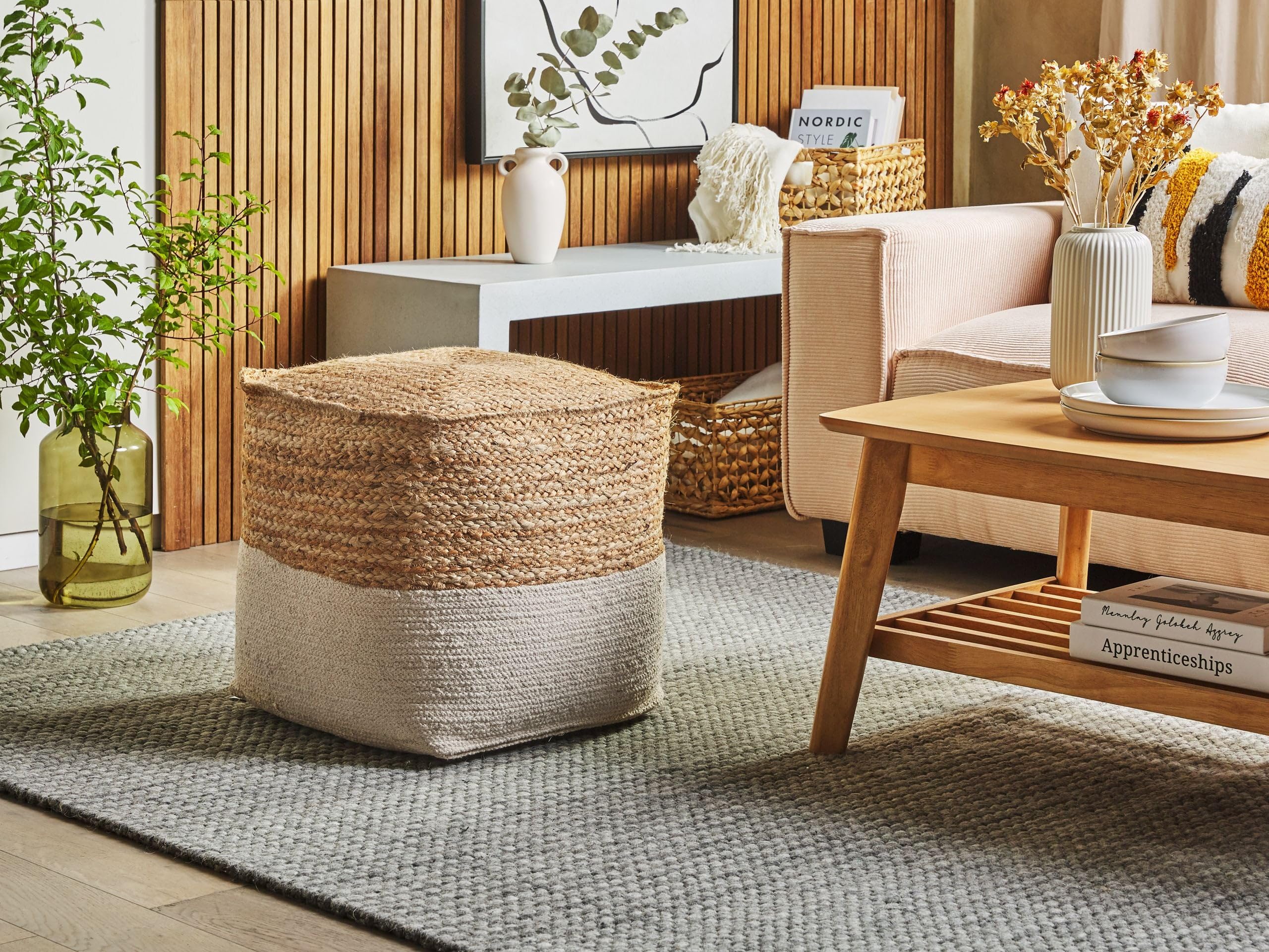 beliani-kirama-pouf-quadratisch-beige-jute-baumwolle image 2