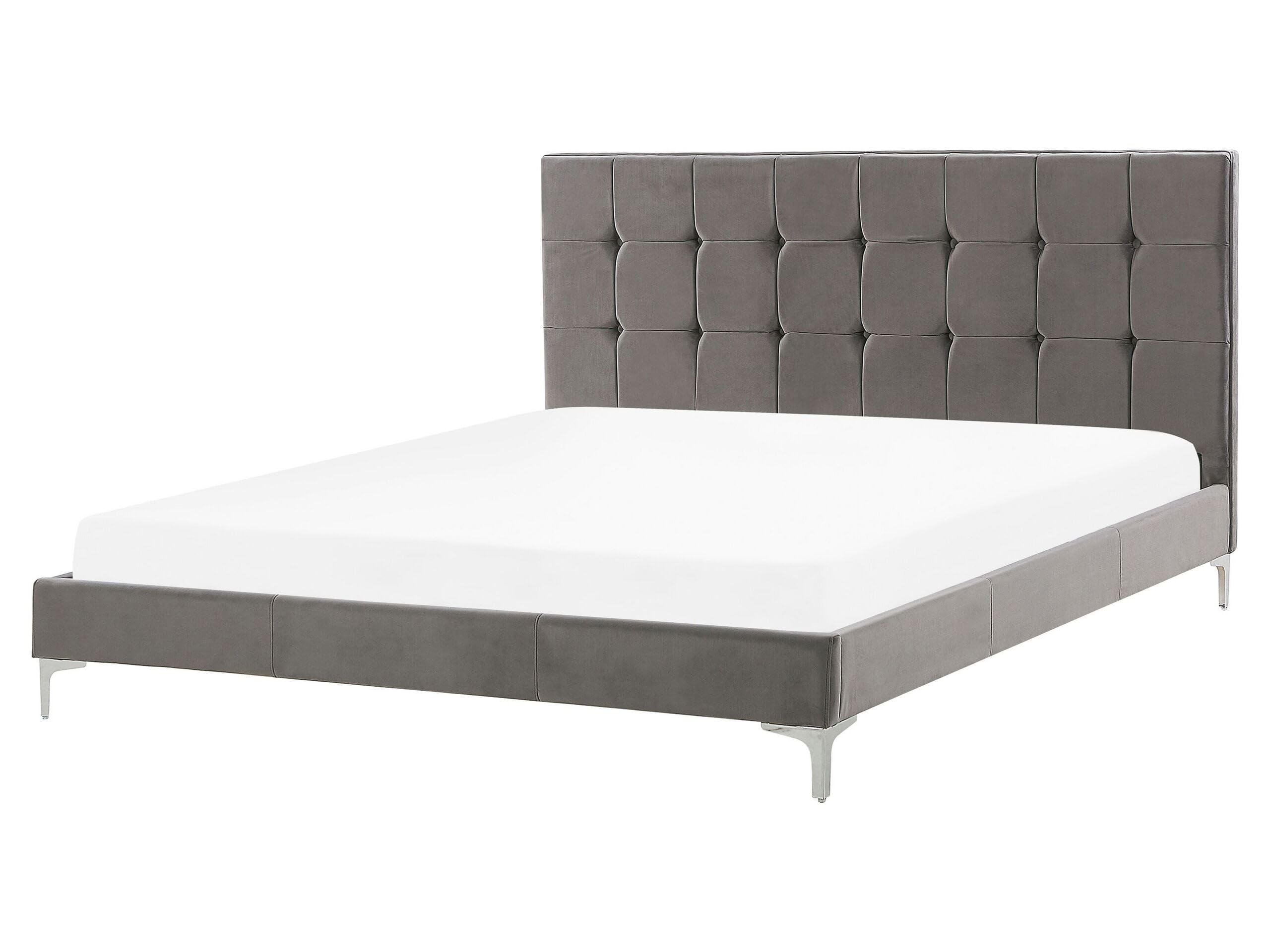 beliani-ambert-doppelbett-160x200-samt-grau-mit-lattenrost image 1