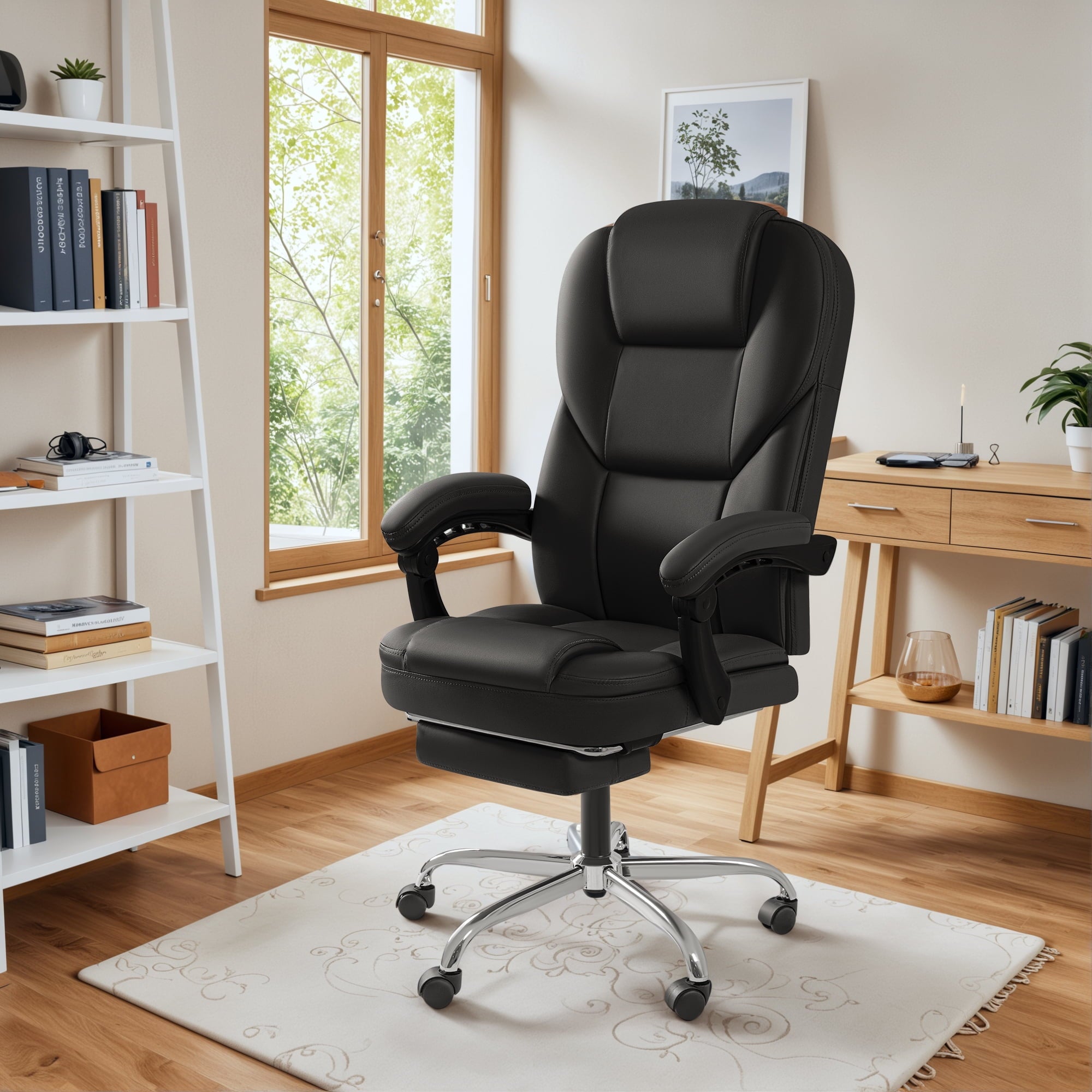 homall-recliner-chair-b-rostuhl-leder-schwarz-massage image 1