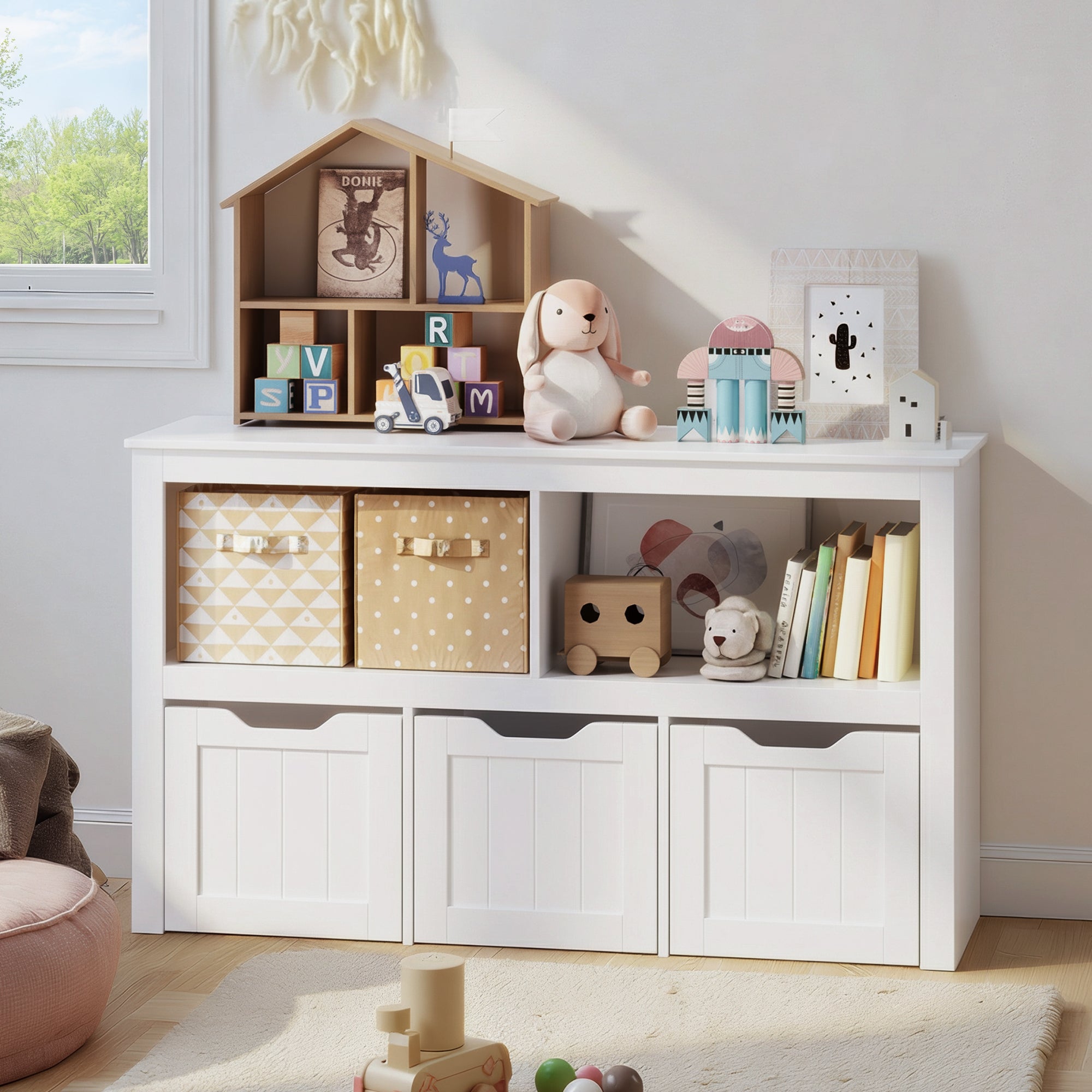 bealife-ap104-spielzeugschrank-wei-mit-schubladen-rollen image 2