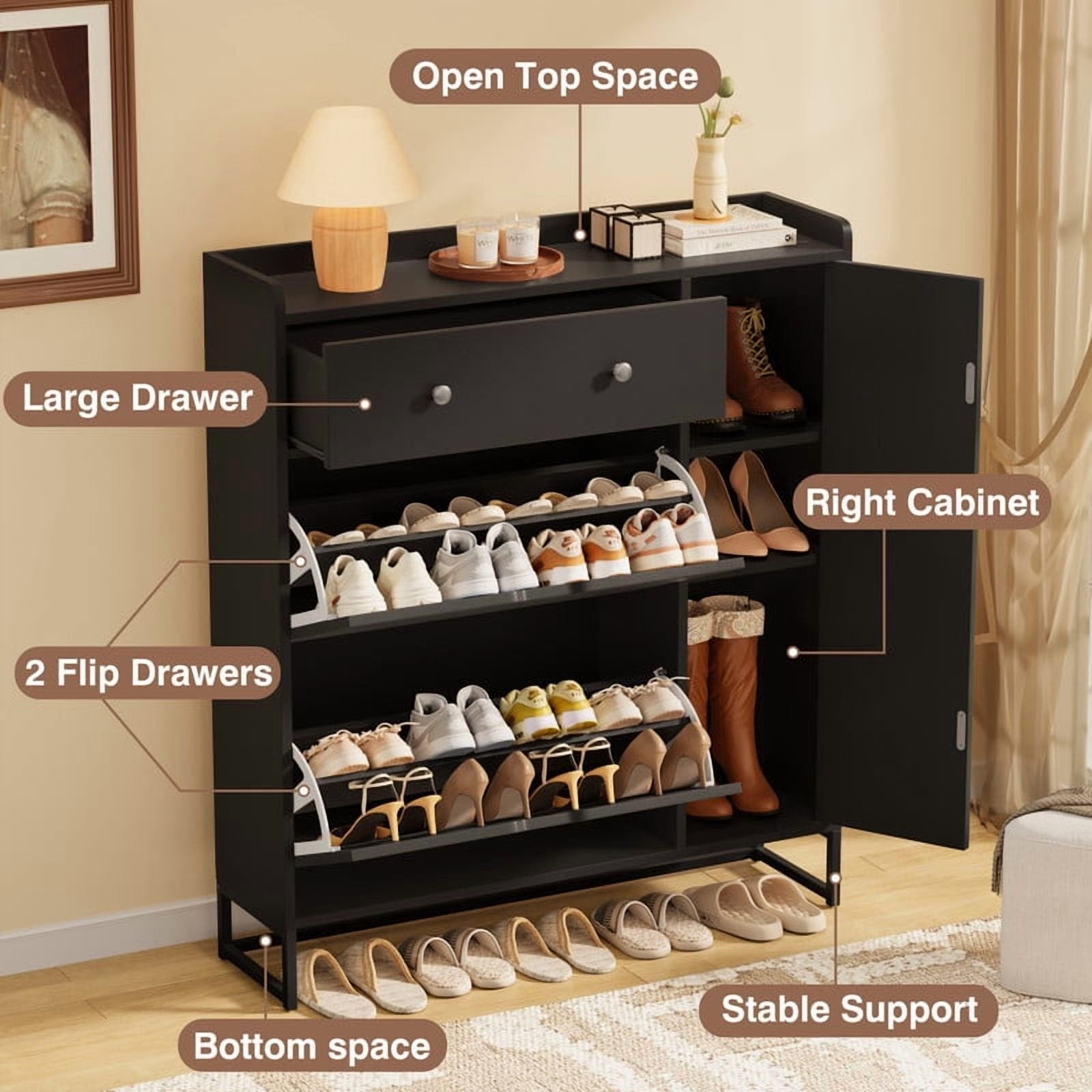 homall-shelf-schuhschrank-schwarz-kipp-t-ren-verstellbar image 4