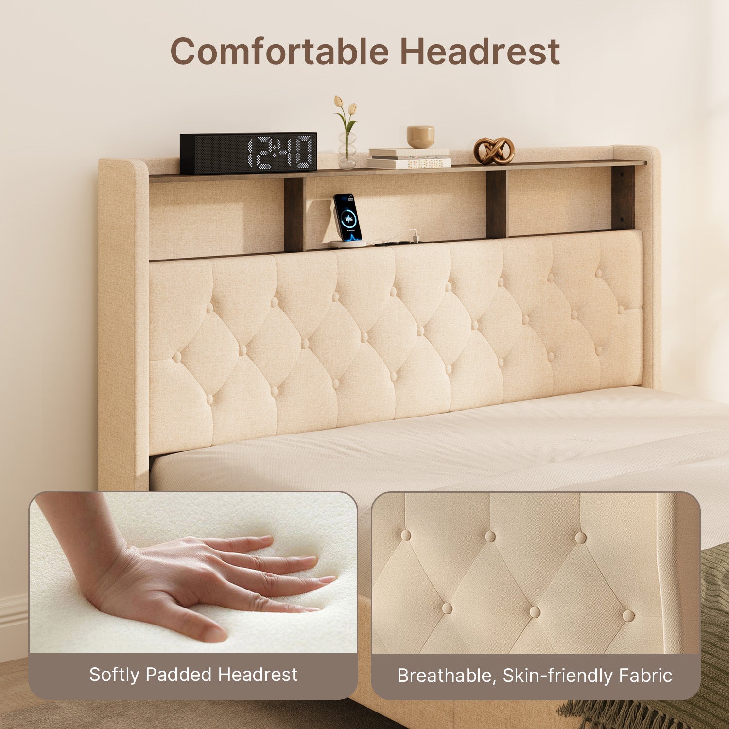 bealife-af19-doppelbett-140x200-beige-gepolstert-led-stauraum image 4