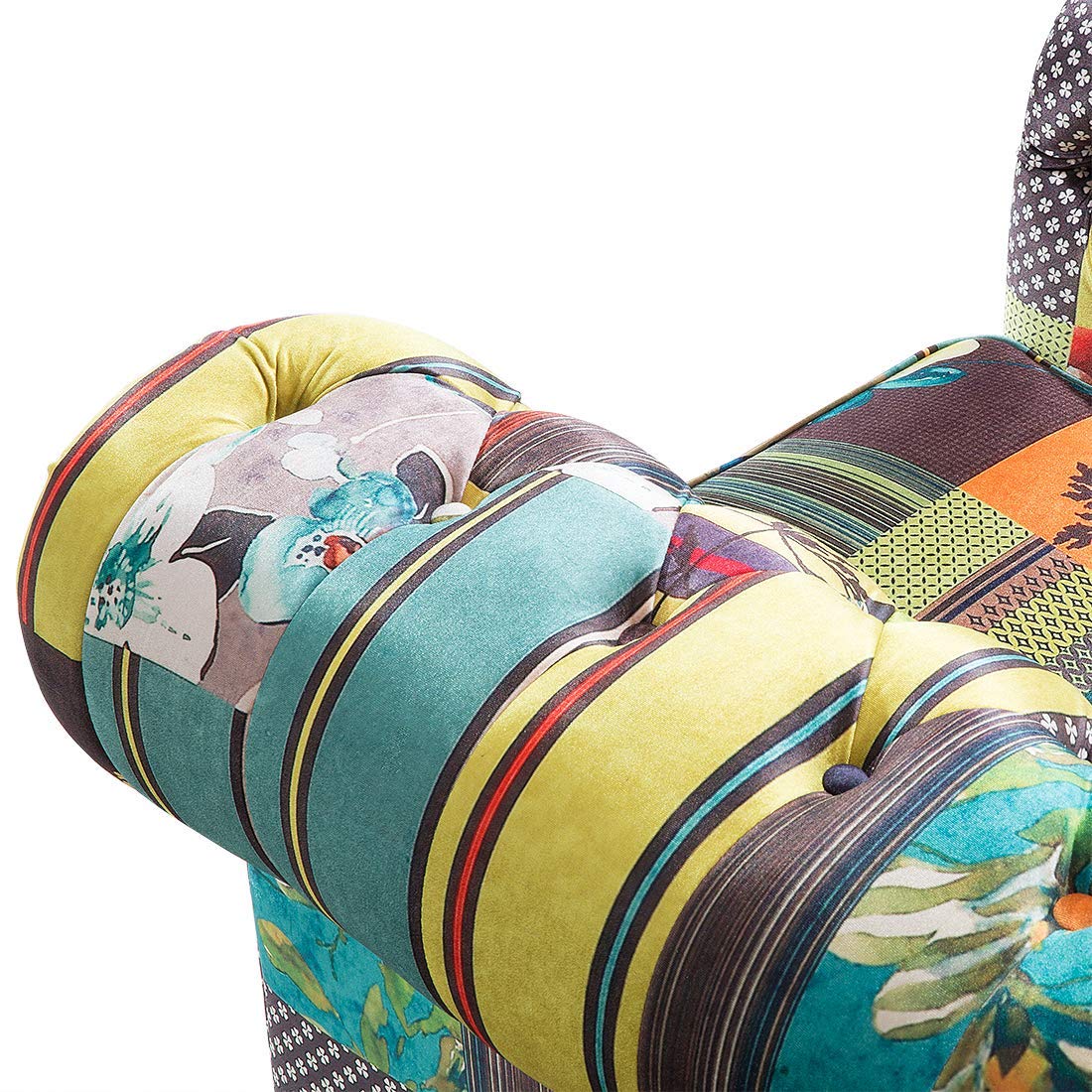 beliani-chesterfield-sessel-patchwork-bunt-gr-n-gelb-stoff image 8