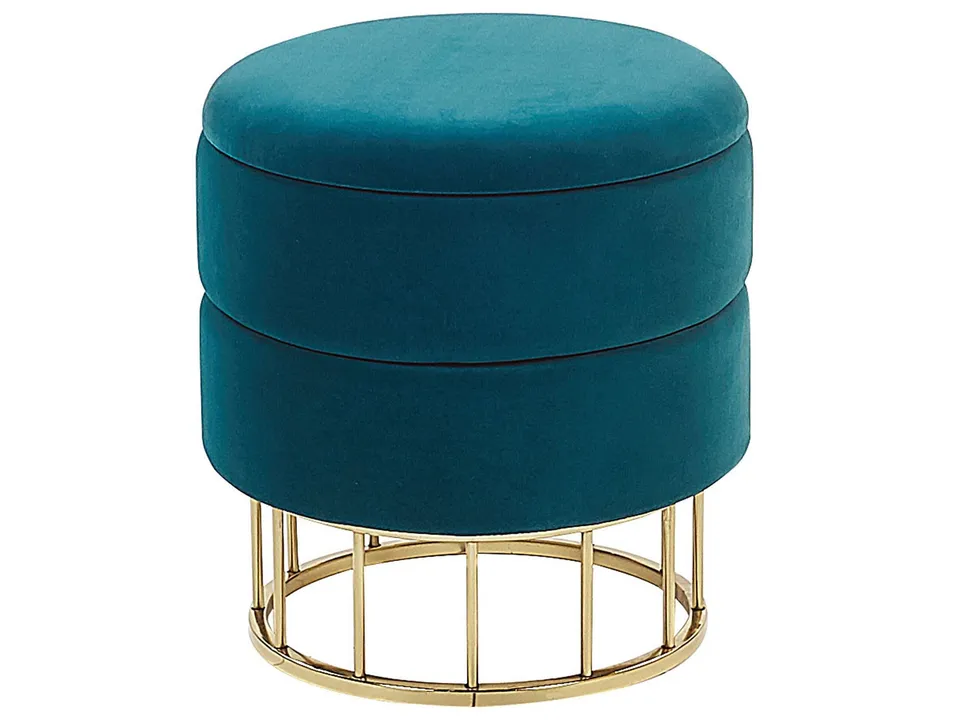 beliani-elgin-pouf-samt-blaugr-n-rund-37cm-mit-stauraum image 1