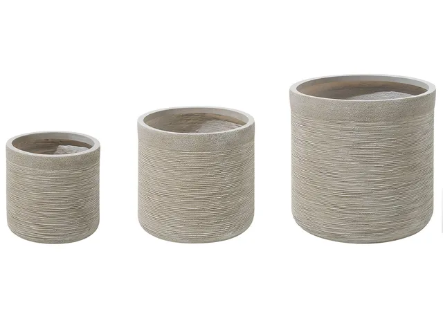 beliani-samos-blumentopf-3er-set-beige-tonfaser-rund image 1