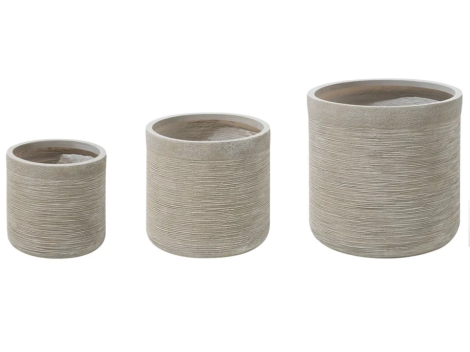 beliani-samos-blumentopf-3er-set-beige-tonfaser-rund image 1
