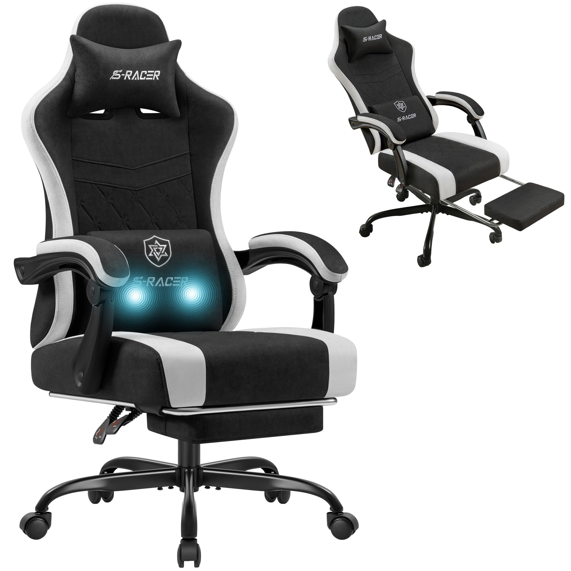 homall-gaming-chair-stoff-gaming-stuhl-grau-mit-massage image 3