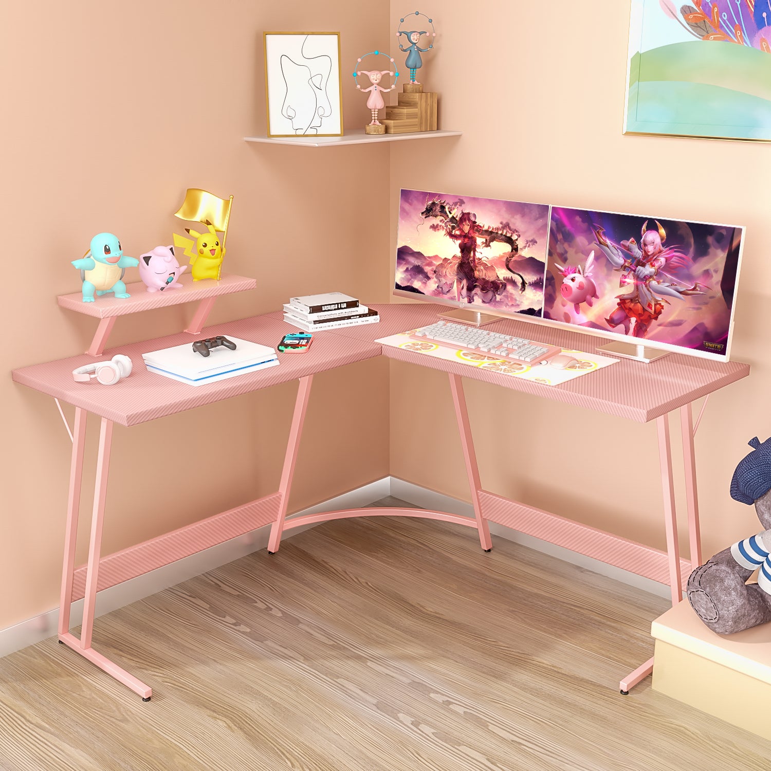 homall-gaming-desk-schreibtisch-l-form-schwarz-carbon image 2