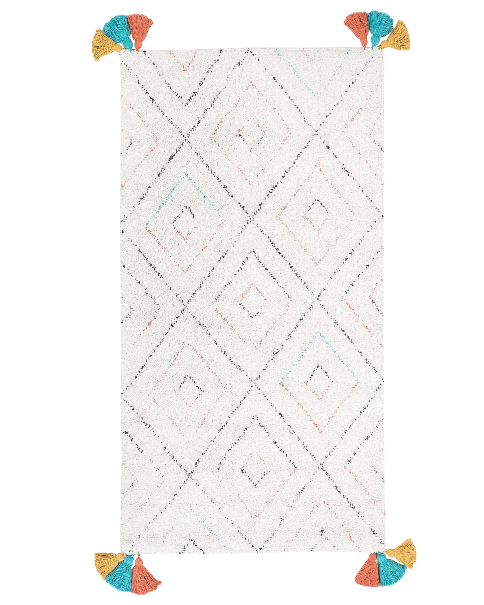 beliani-kartal-baumwollteppich-80x150-wei-fransen image 1