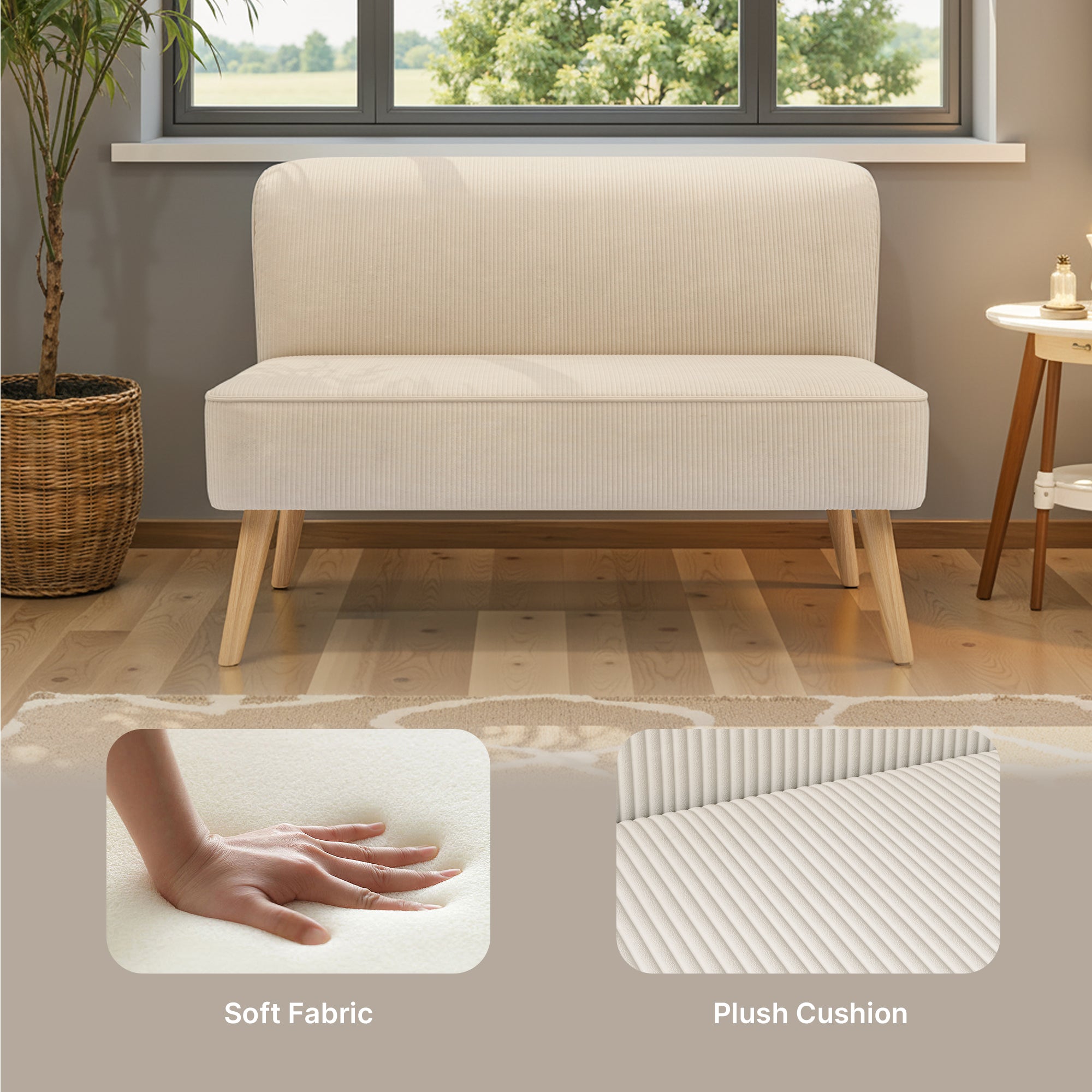 bealife-ar57-2-sitzer-sofa-cord-beige-117cm-mit-holzgestell image 4