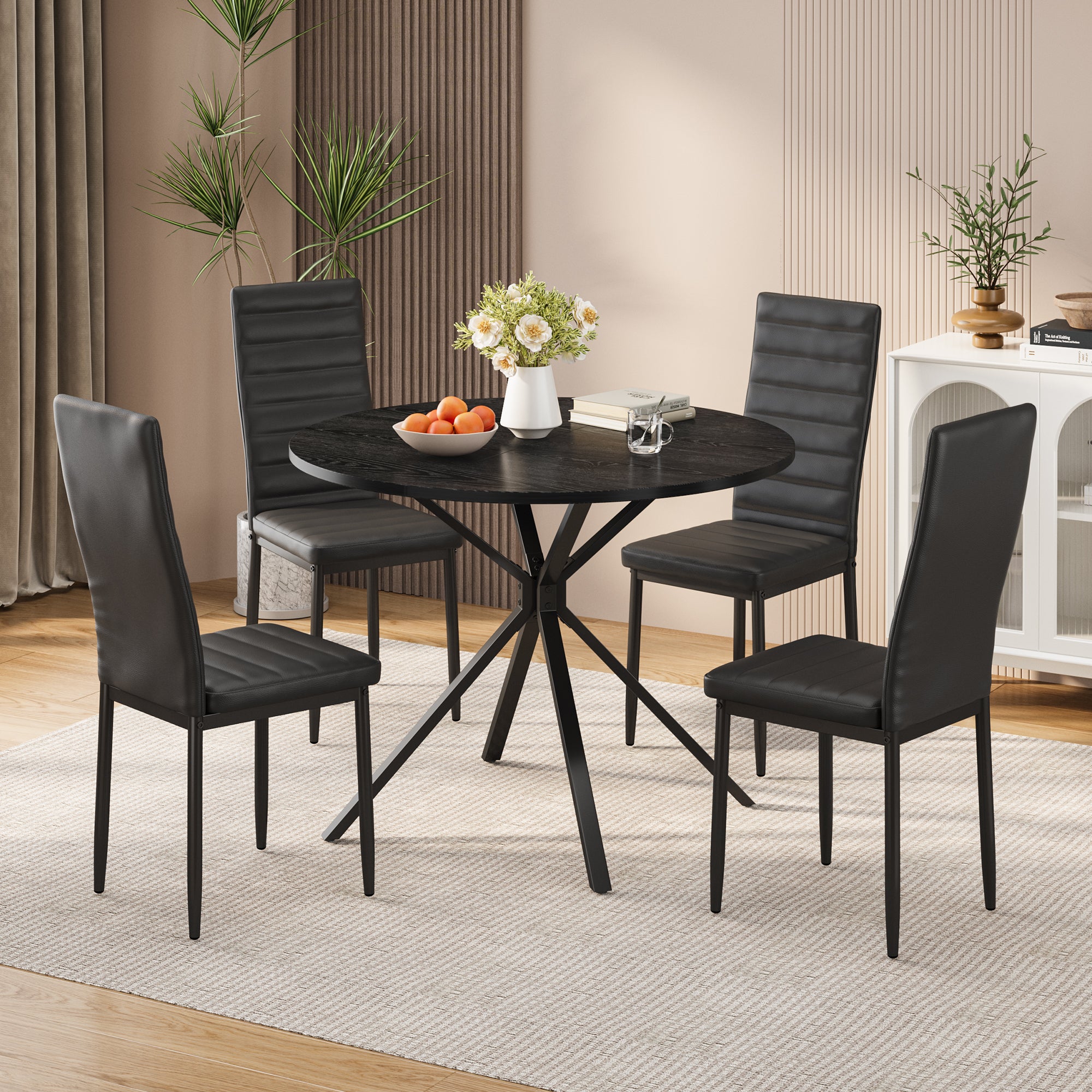 bealife-tb64-essgruppe-rund-schwarz-100-cm-5-tlg-4-st-hle image 7