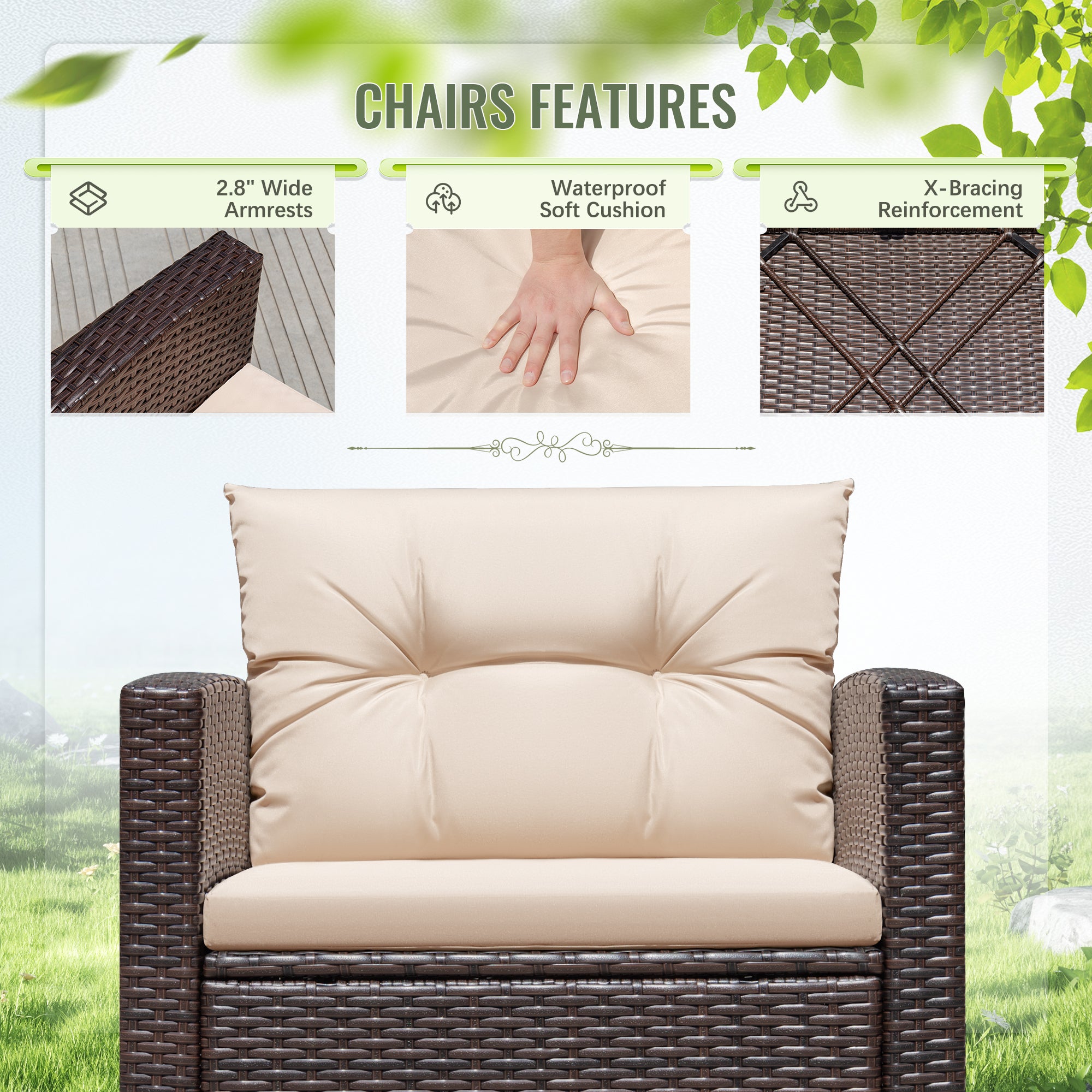 homall-patio-furniture-bistro-set-rattan-beige-3-teilig image 4