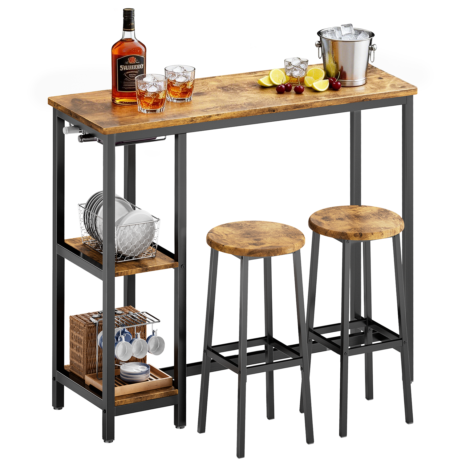 bealife-tb31-bartisch-set-2-barhocker-schwarz-holz image 7