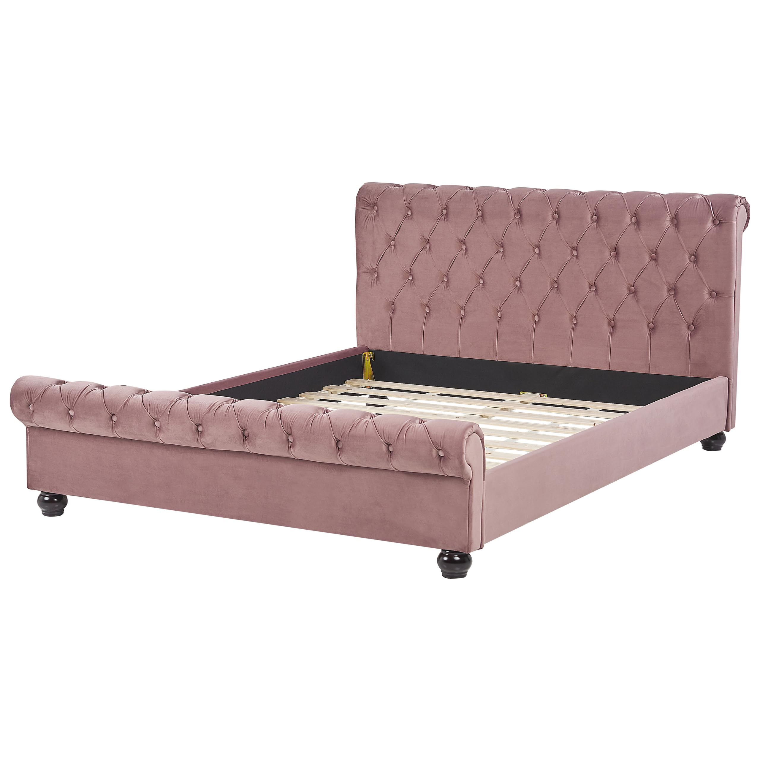 beliani-chesterfield-samtbett-rosa-160x200-mit-lattenrost image 5