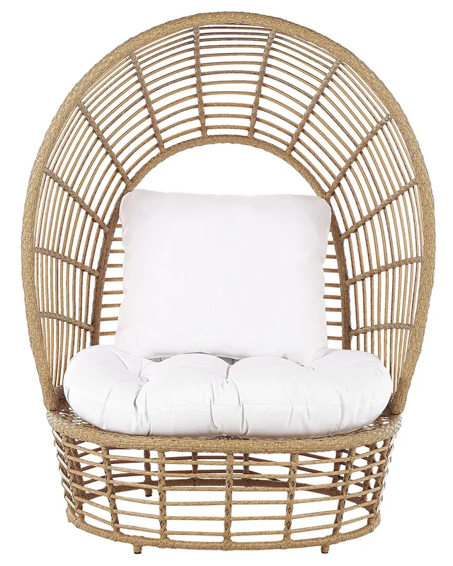beliani-lido-korbsessel-rattan-beige-mit-kissen image 1