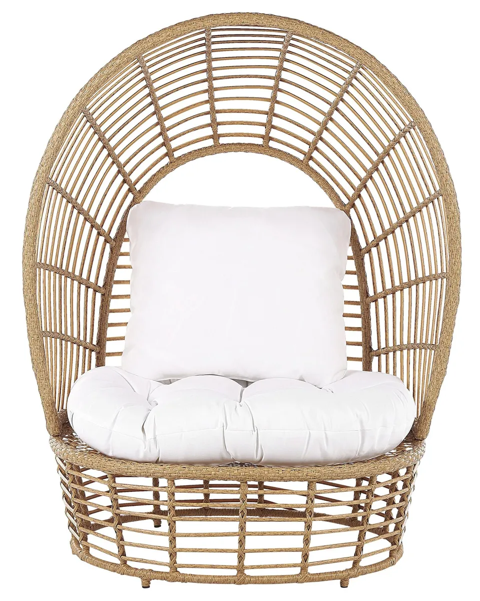 beliani-lido-korbsessel-rattan-beige-mit-kissen image 1