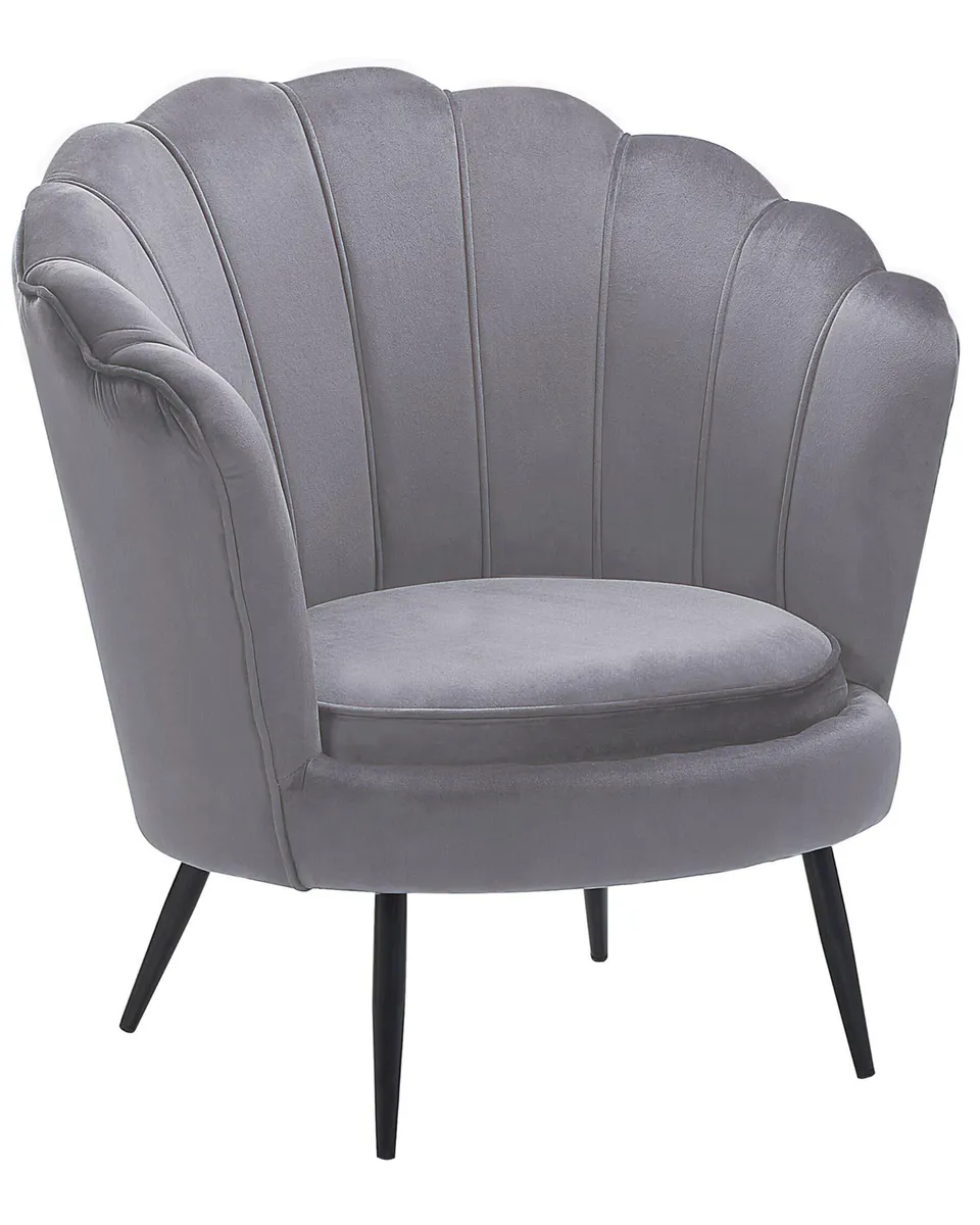 beliani-lovikka-retro-sessel-samt-grau-mit-metallbeinen image 1