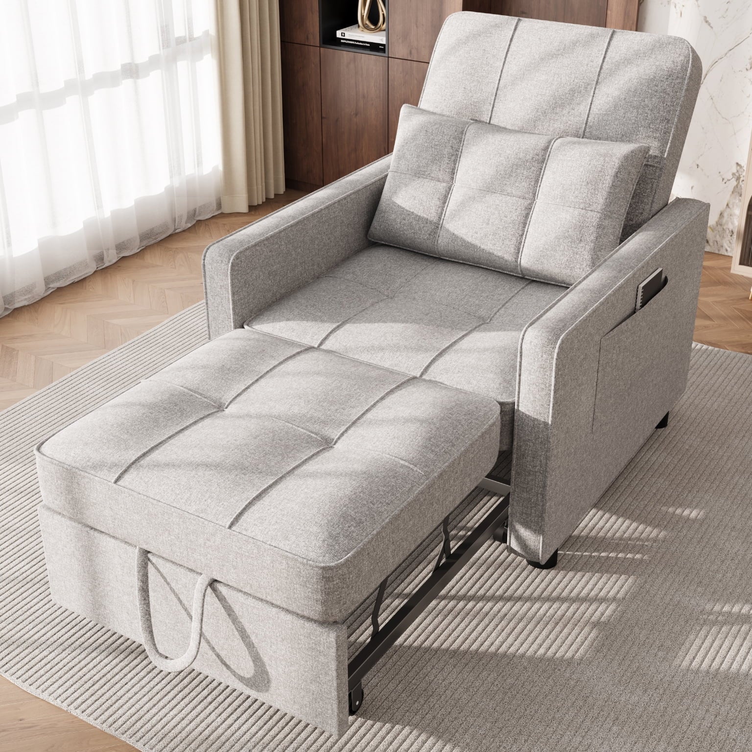 homall-schlafsessel-sesselbett-beige-3in1-verstellbar image 6