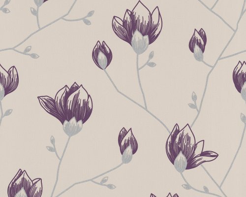 a-s-cr-ation-6599-34-vliestapete-beige-lila-grau-floral image 2
