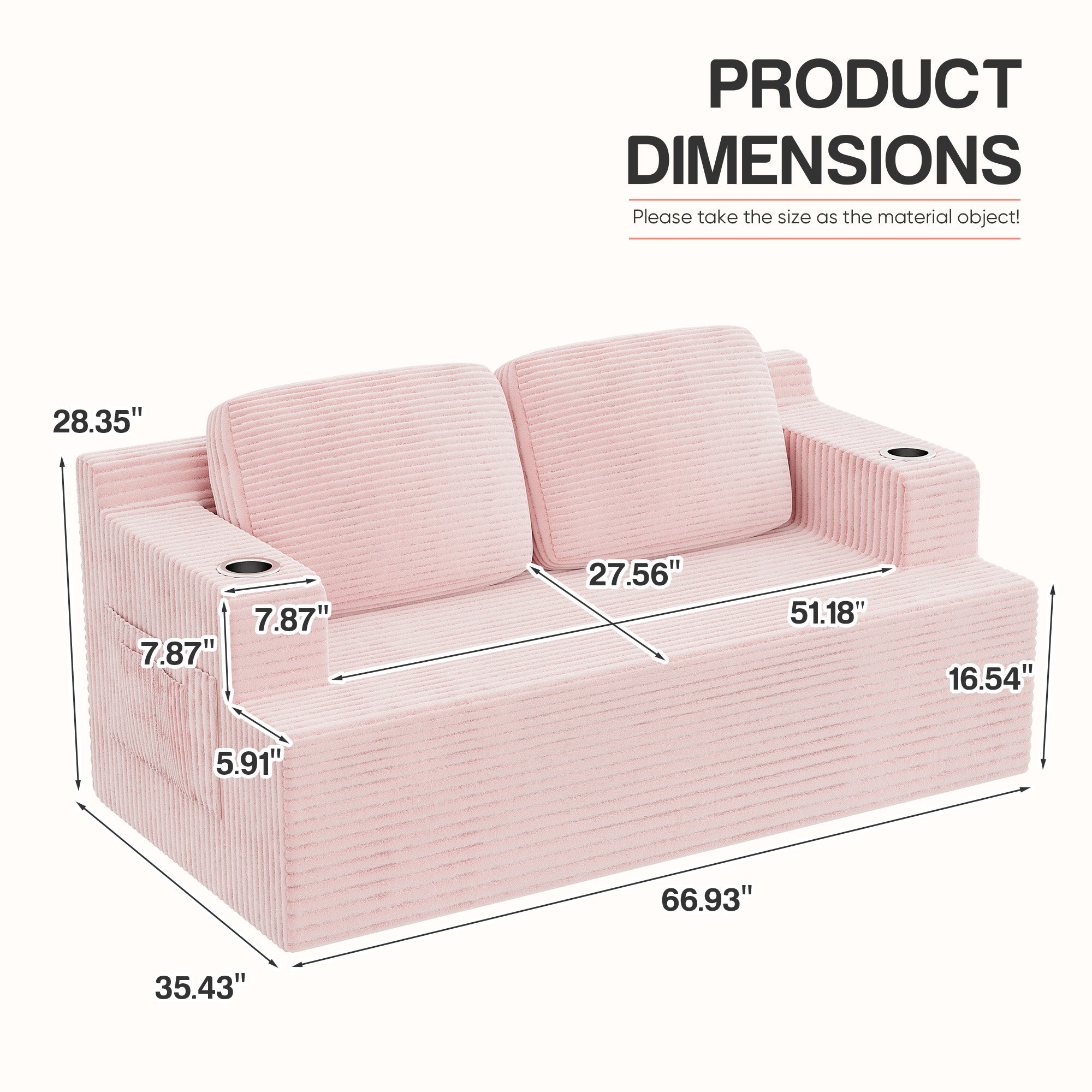 homall-sofa-cloud-loveseat-2-sitzer-cord-grau-bequem image 8