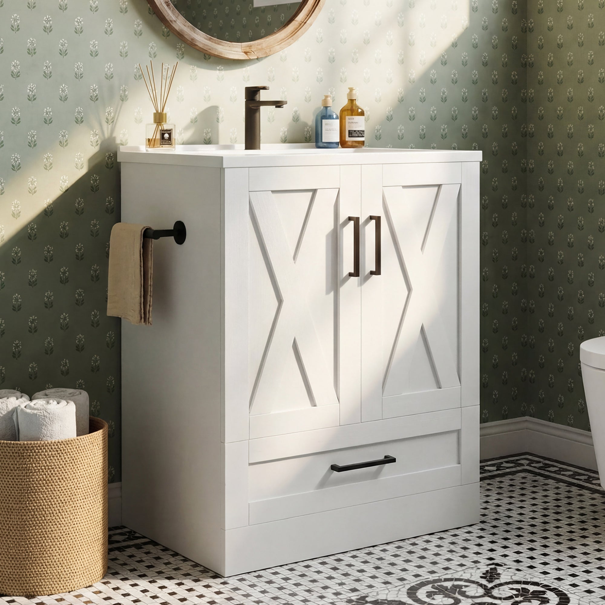homall-bedroom-waschtisch-61cm-wei-landhaus-mit-waschbecken image 1