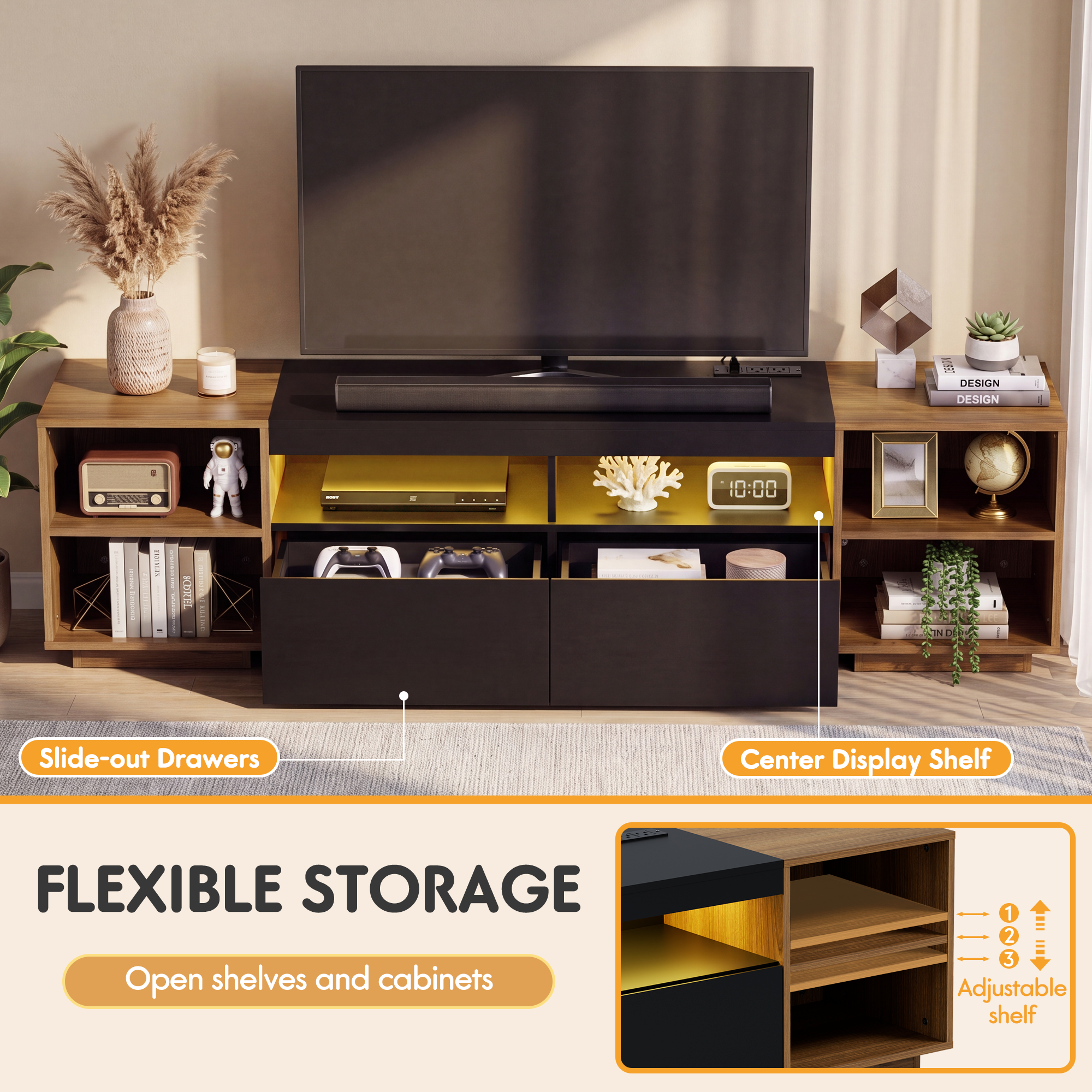 homall-tv-stand-lowboard-178-cm-f-r-75-zoll-mit-led-schwarz image 2