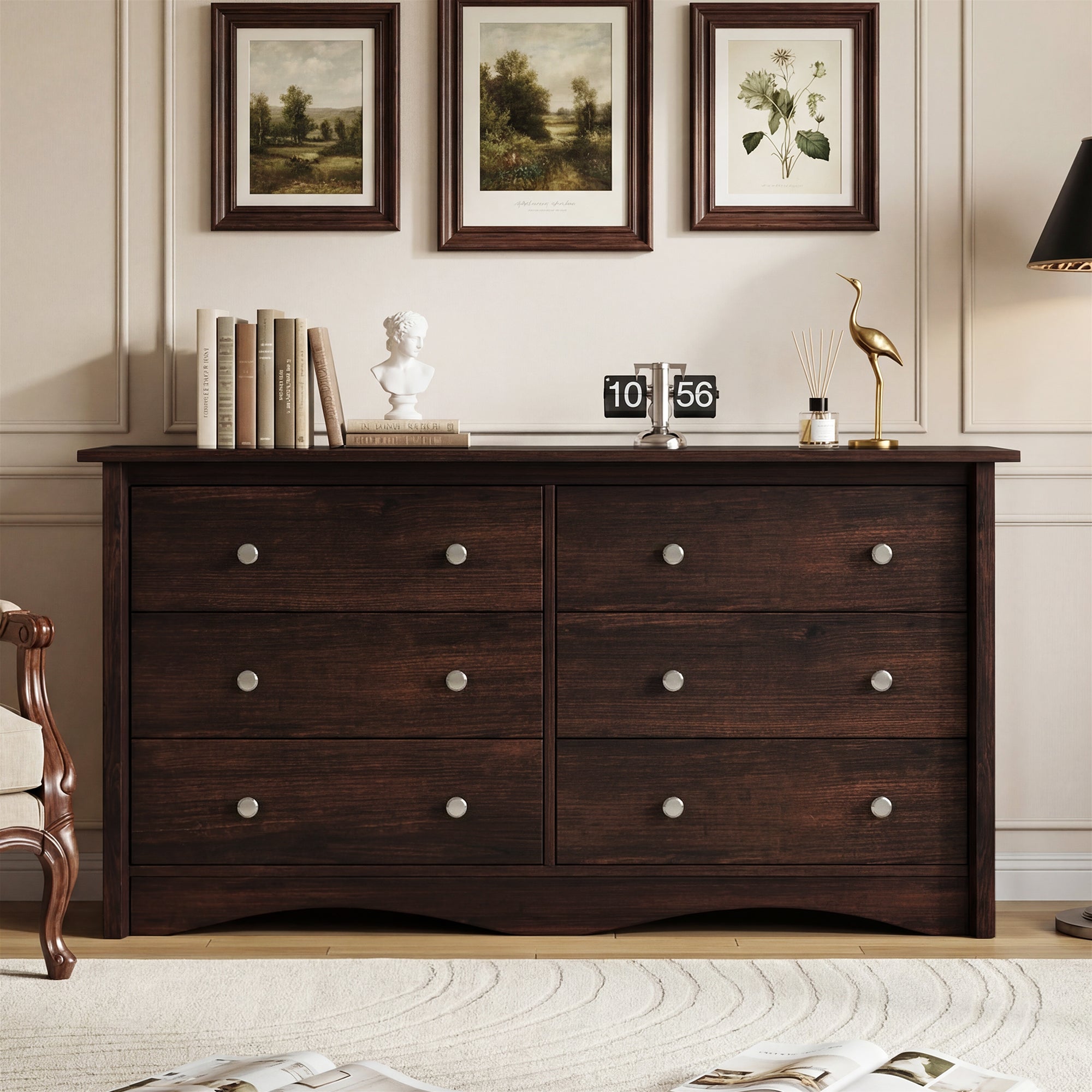 homall-bedroom-kommode-5-schubladen-schwarz-holz-modern image 6