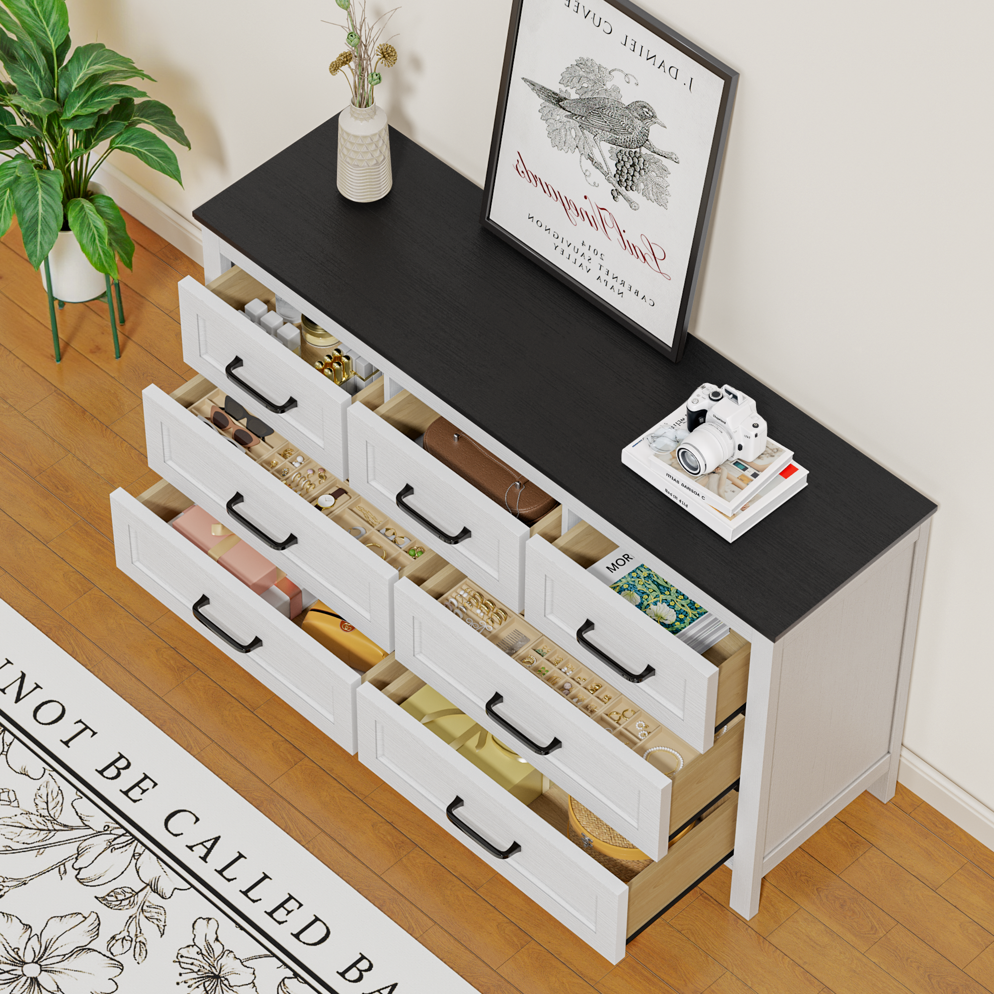 homall-bedroom-kommode-braun-7-schubladen-137-cm-mit-kippschutz image 3