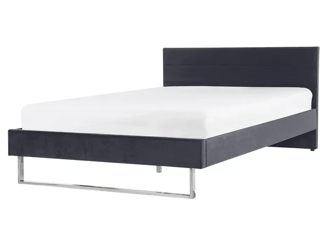 beliani-bellou-doppelbett-samt-grau-160x200-mit-lattenrost image 1