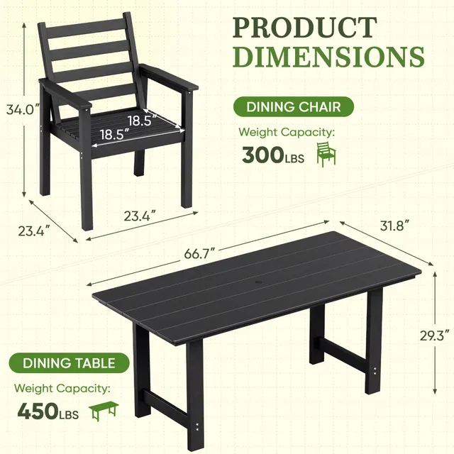 homall-patio-furniture-essgruppe-7-teilig-schwarz-hdpe-schirmloch image 1
