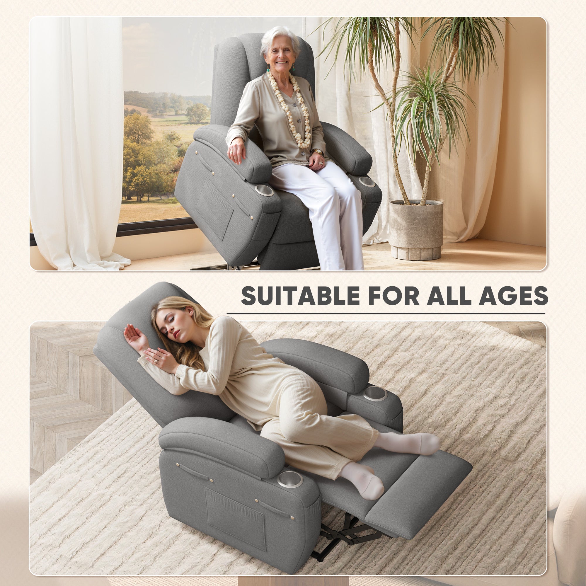 homall-recliner-chair-fernsehsessel-grau-stoff-mit-massage image 7