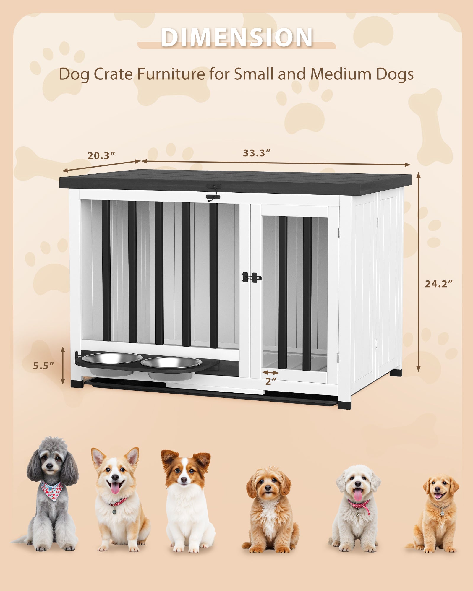 homall-hundebox-holz-m-bel-mit-napf-beistelltisch image 2