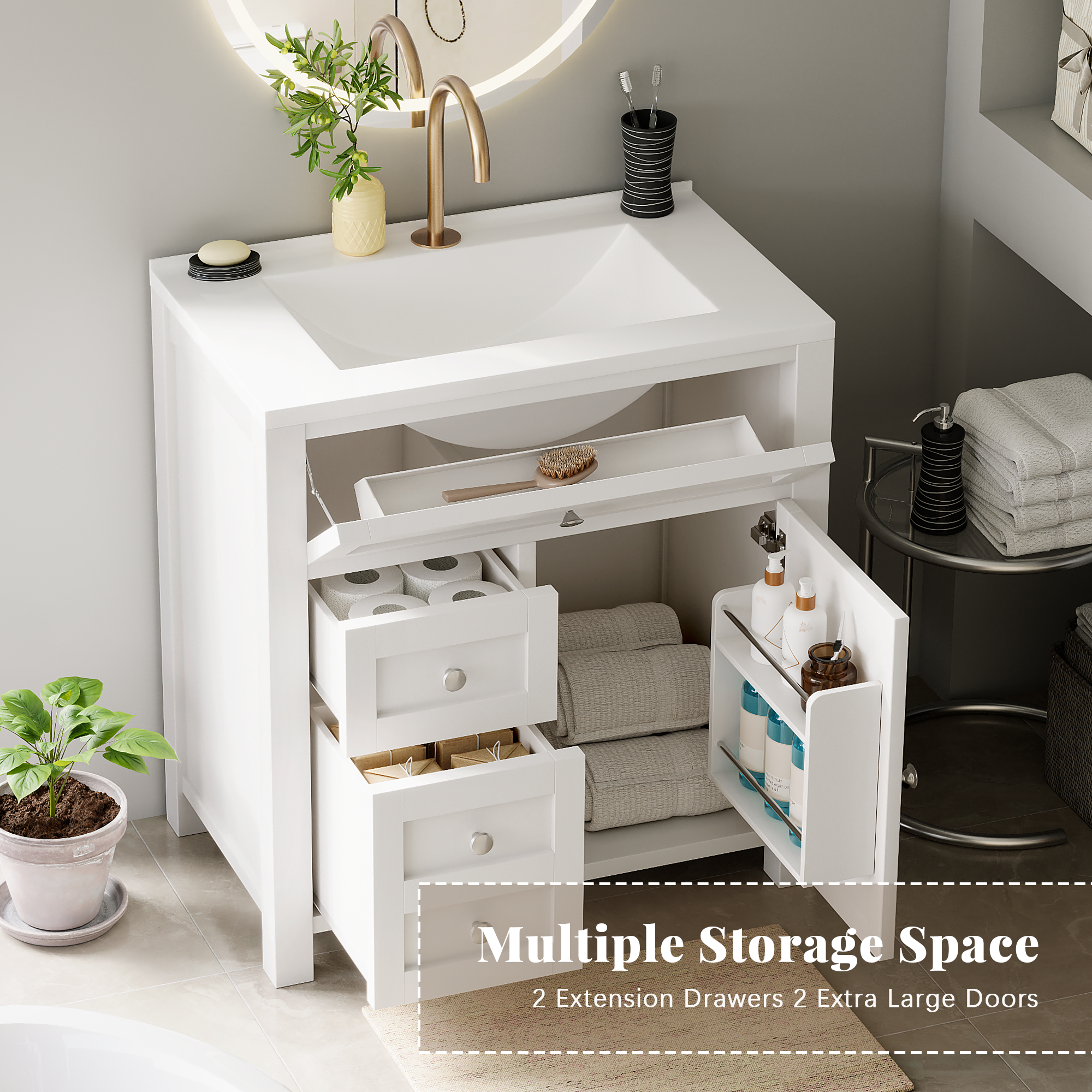 homall-bedroom-waschtisch-wei-76-cm-mit-becken-schubladen image 3