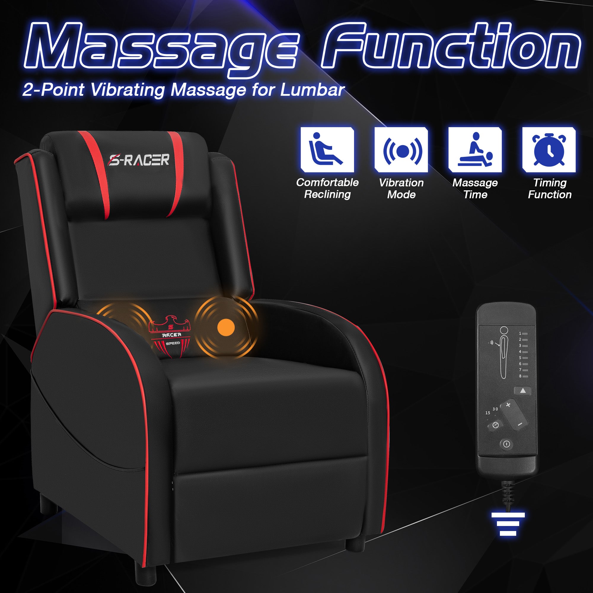 homall-gaming-recliner-sessel-kunstleder-rot-mit-massage image 2