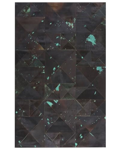beliani-atalan-lederteppich-140x200-braun-blau-patchwork image 6