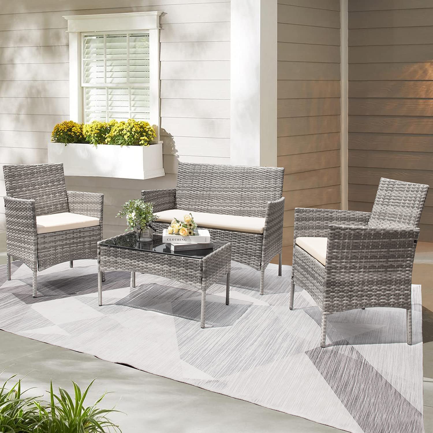 homall-patio-furniture-stuhl-set-4-tlg-rattan-balkon-schwarz image 1