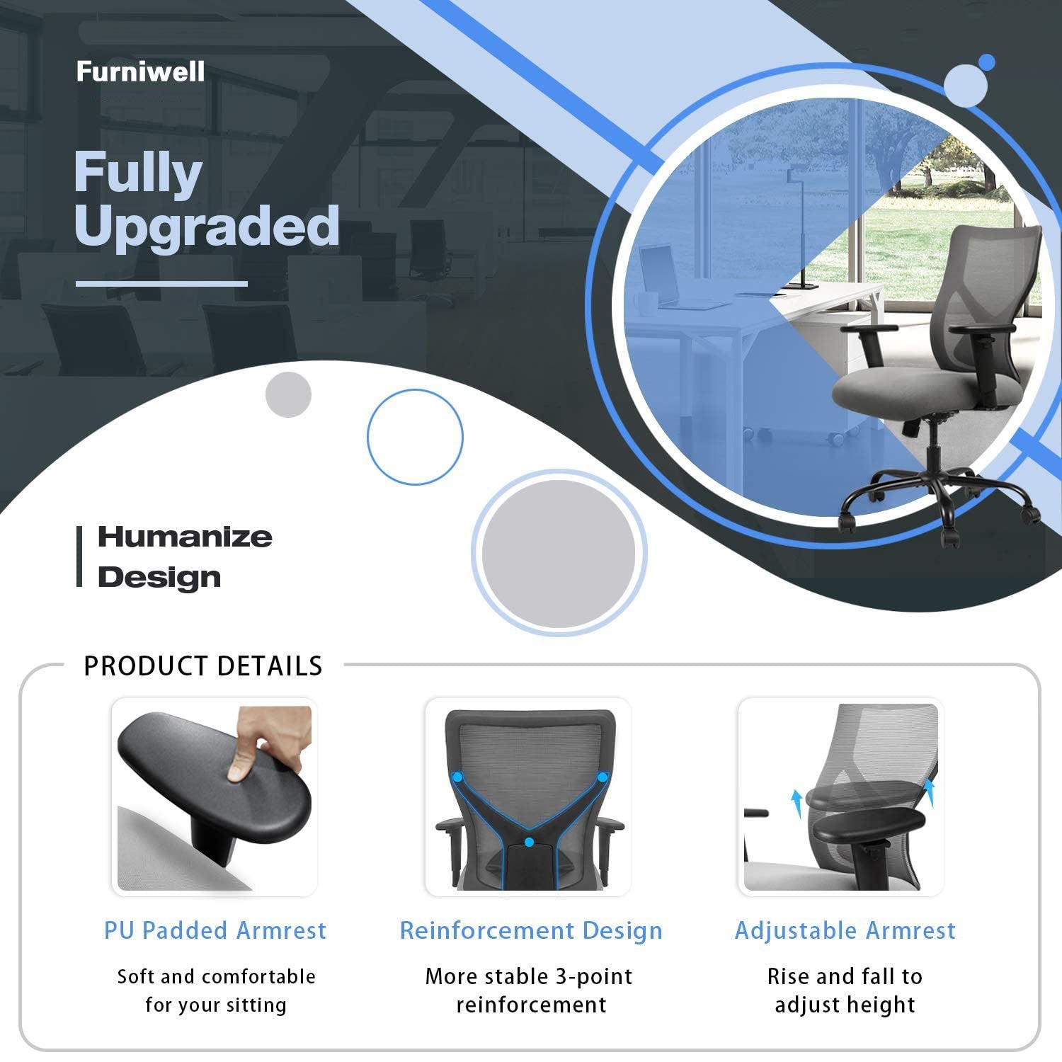 homall-office-mesh-chair-b-rostuhl-grau-lordosenst-tze image 7