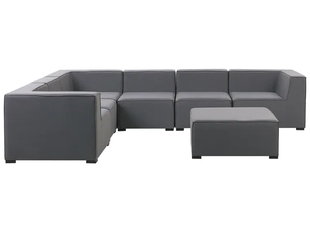 beliani-arezzo-lounge-set-7-teilig-grau-rechtsseitig-outdoor image 1
